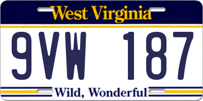 WV license plate 9VW187