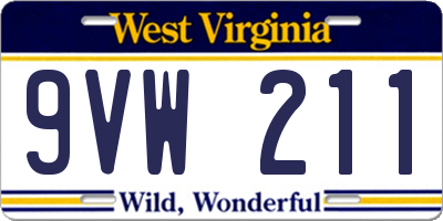 WV license plate 9VW211