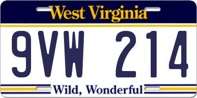WV license plate 9VW214