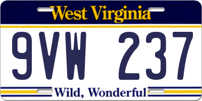 WV license plate 9VW237