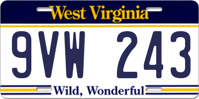 WV license plate 9VW243