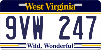 WV license plate 9VW247