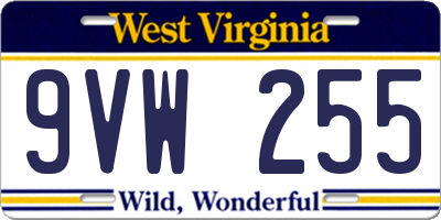 WV license plate 9VW255