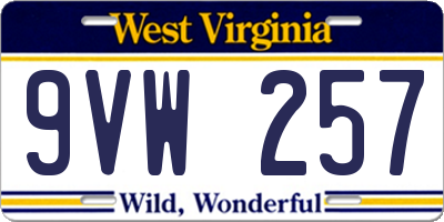 WV license plate 9VW257