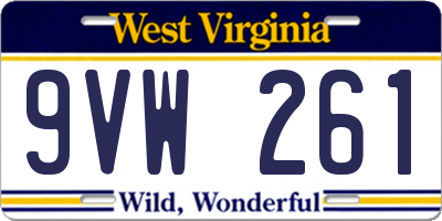 WV license plate 9VW261