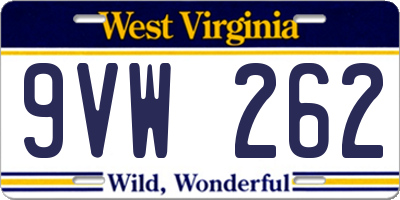 WV license plate 9VW262
