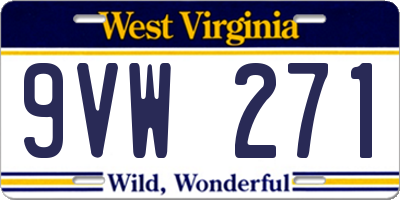 WV license plate 9VW271