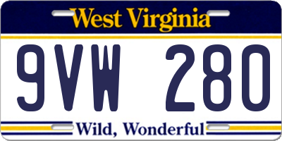 WV license plate 9VW280