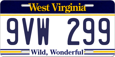 WV license plate 9VW299