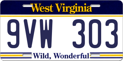 WV license plate 9VW303