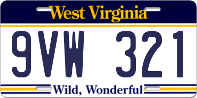WV license plate 9VW321