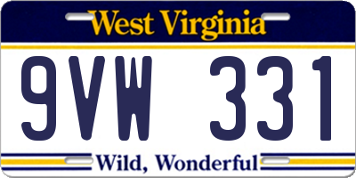 WV license plate 9VW331
