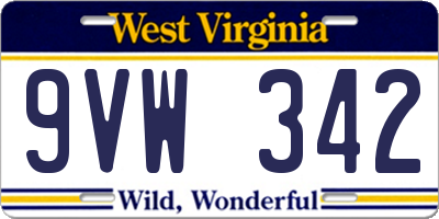 WV license plate 9VW342