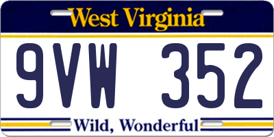 WV license plate 9VW352