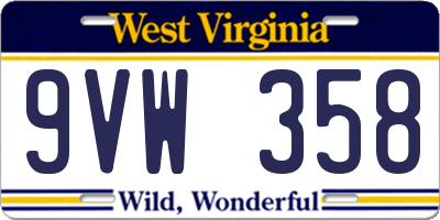 WV license plate 9VW358