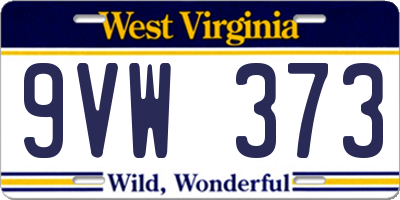 WV license plate 9VW373