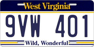 WV license plate 9VW401