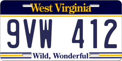 WV license plate 9VW412