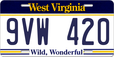 WV license plate 9VW420