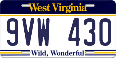 WV license plate 9VW430
