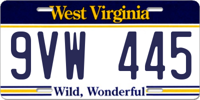 WV license plate 9VW445
