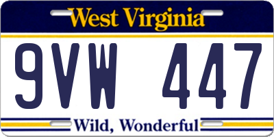 WV license plate 9VW447
