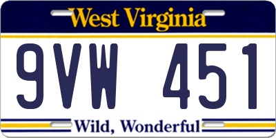 WV license plate 9VW451