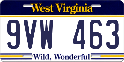 WV license plate 9VW463