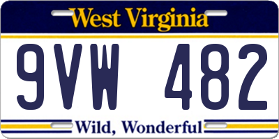 WV license plate 9VW482
