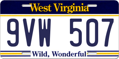 WV license plate 9VW507