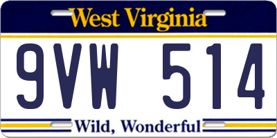 WV license plate 9VW514