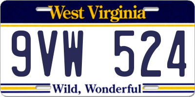 WV license plate 9VW524