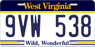 WV license plate 9VW538