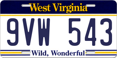 WV license plate 9VW543