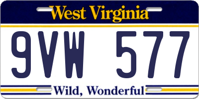 WV license plate 9VW577