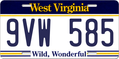 WV license plate 9VW585