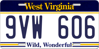 WV license plate 9VW606