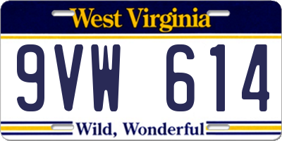 WV license plate 9VW614