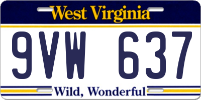 WV license plate 9VW637