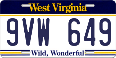 WV license plate 9VW649