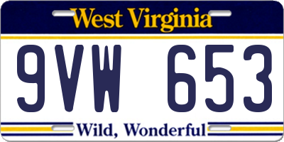 WV license plate 9VW653