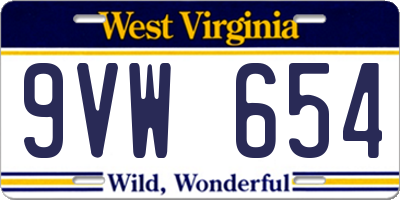 WV license plate 9VW654