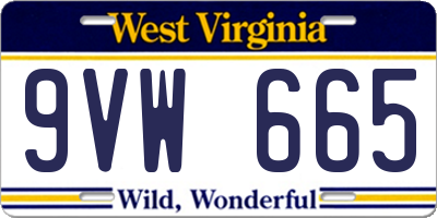 WV license plate 9VW665