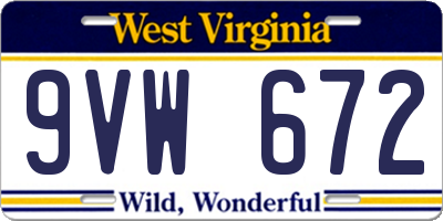 WV license plate 9VW672