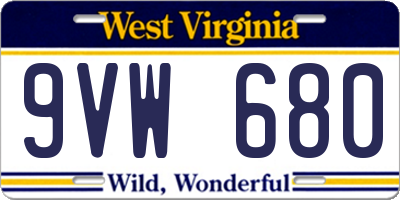 WV license plate 9VW680