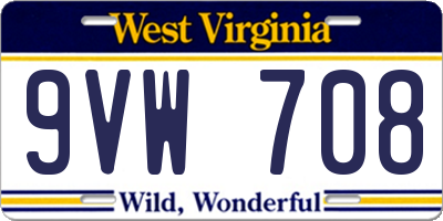 WV license plate 9VW708