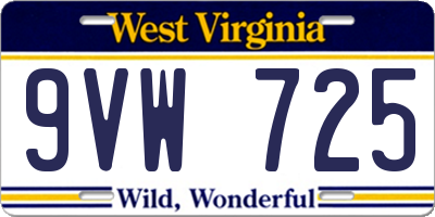 WV license plate 9VW725