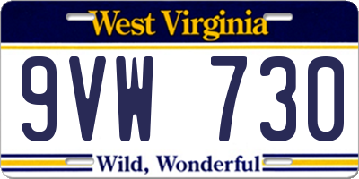 WV license plate 9VW730