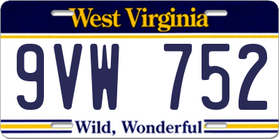 WV license plate 9VW752
