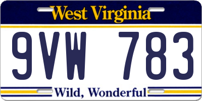 WV license plate 9VW783